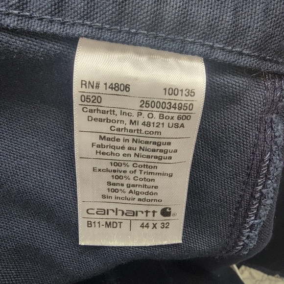 NWT Carhartt Loose Original Fit Washed Duck Work Dungaree Pants Dark Navy 44x32 - Picture 10 of 11